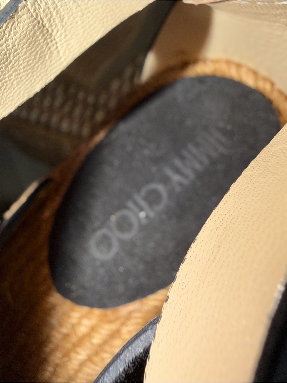 JIMMY CHOO Danica Black 110 Studded Leather Espadrille Wedge Sandals - Picture 8 of 8